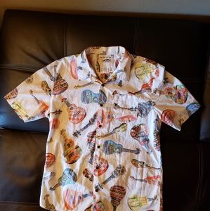 VANS guitar print casual button up shirt